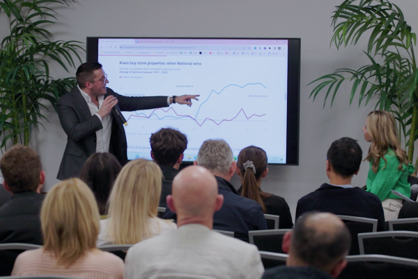 Ed McKnight showcasing his Hamilton property data
